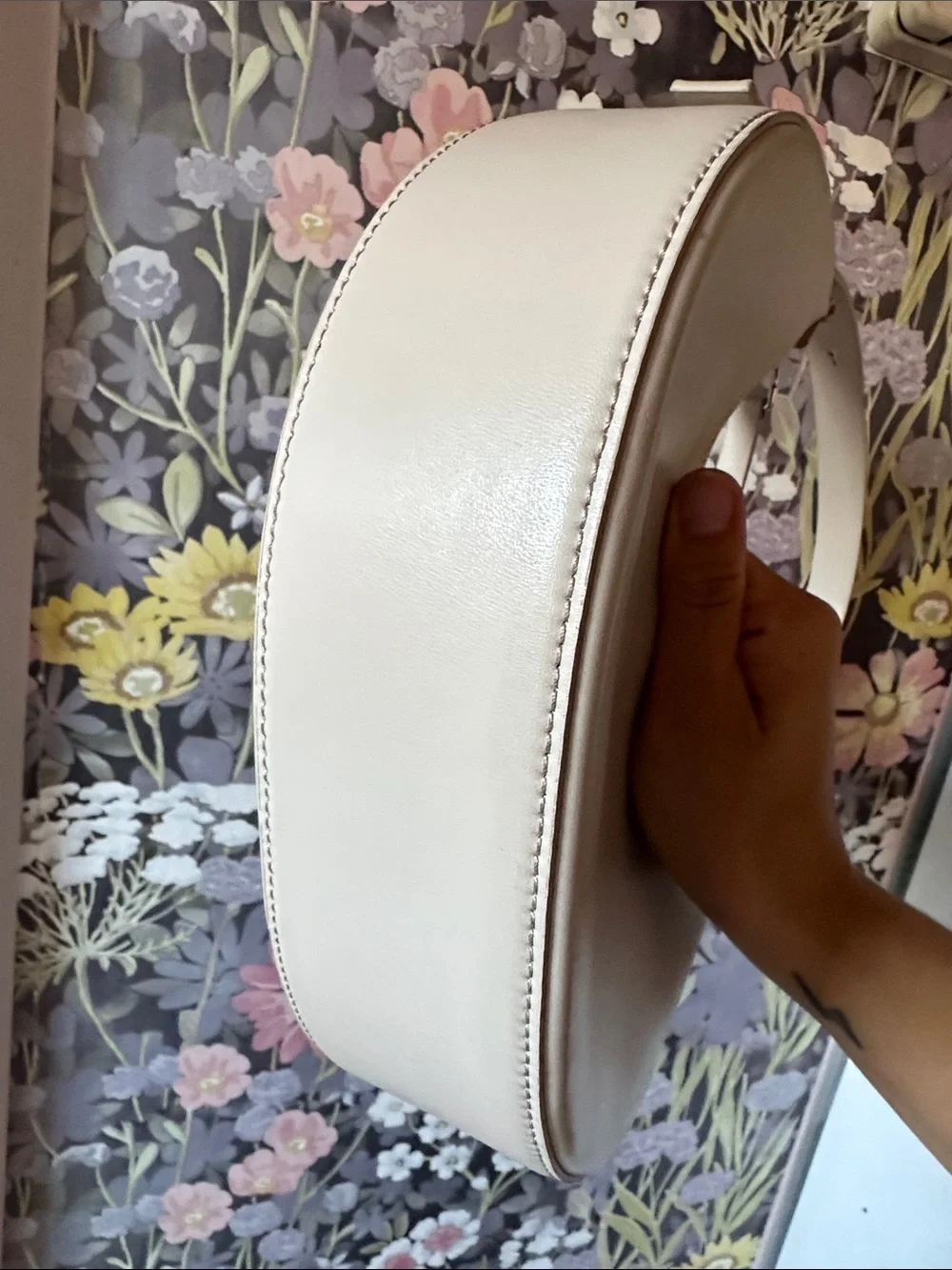 Charles & Keith Cream Crescent Shoulder Bag with Curved Silhouette